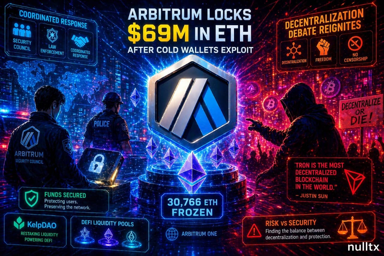 Arbitrum Locks $69M In ETH After Cold Wallets Exploit, Decentralization Debate Reignites Across Crypto Industry